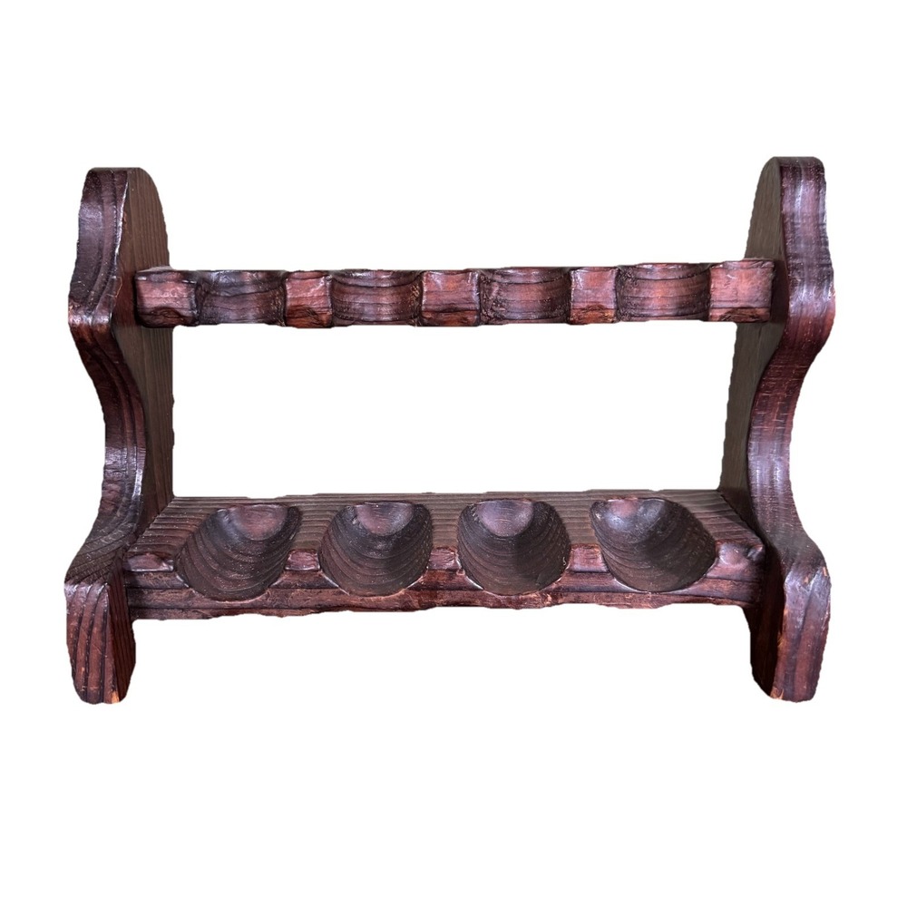 Vintage wooden pipe stand  4-Pipe Holder Rustic Antique
